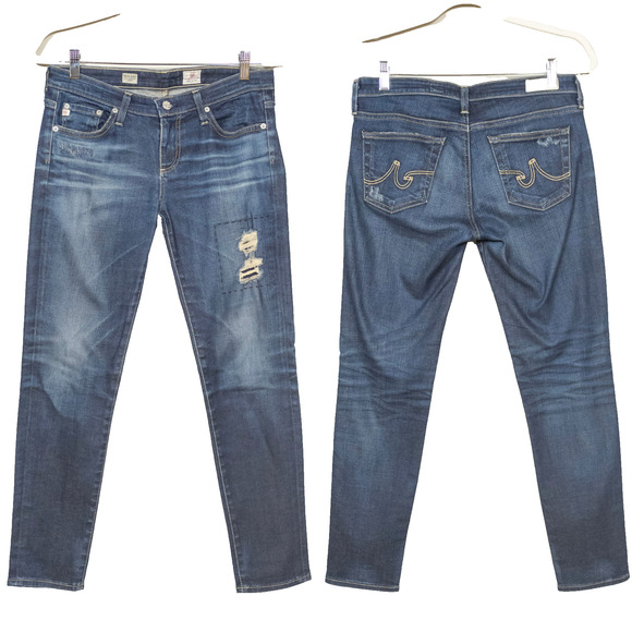 AG ADRIANO GOLDSCHMIED Stevie Slim Straight Ankle Jeans Dark Wash Women's 28R - Picture 1 of 4